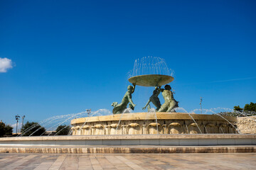 Valletta, Malta. October 7, 2022. The Triton Fountain is the first major monument to welcome...