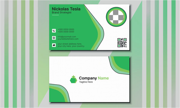 Vector design formal green modern business card, Corporate Business Card Design Layout, Unique card Design, Double-sided creative business card template, simple business card, Flat business card 