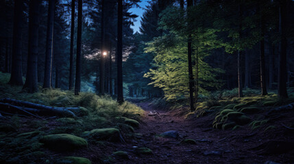  peaceful forest clearing under a moonlit sky