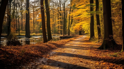 quiet forest path in autumn