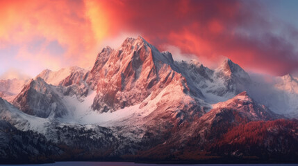 Fototapeta na wymiar serene mountain landscape at sunrise