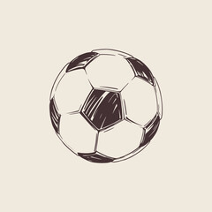 Soccer ball in hand draw style for print and design. Vector illustration.