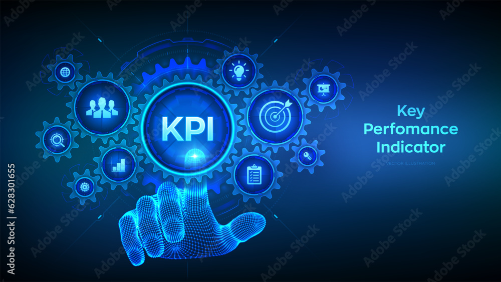 Poster kpi. key performance indicator business and industrial analysis technology concept on virtual screen