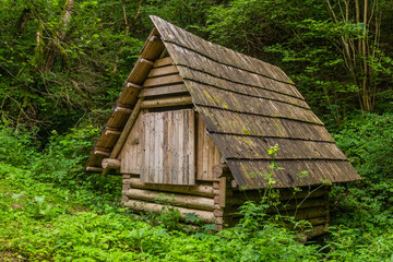 Cabin near Vlkolinec village in Nizke Tatry mountains, Slovakia
