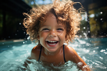 Fototapeta na wymiar A young girl enjoying a refreshing swim in the water