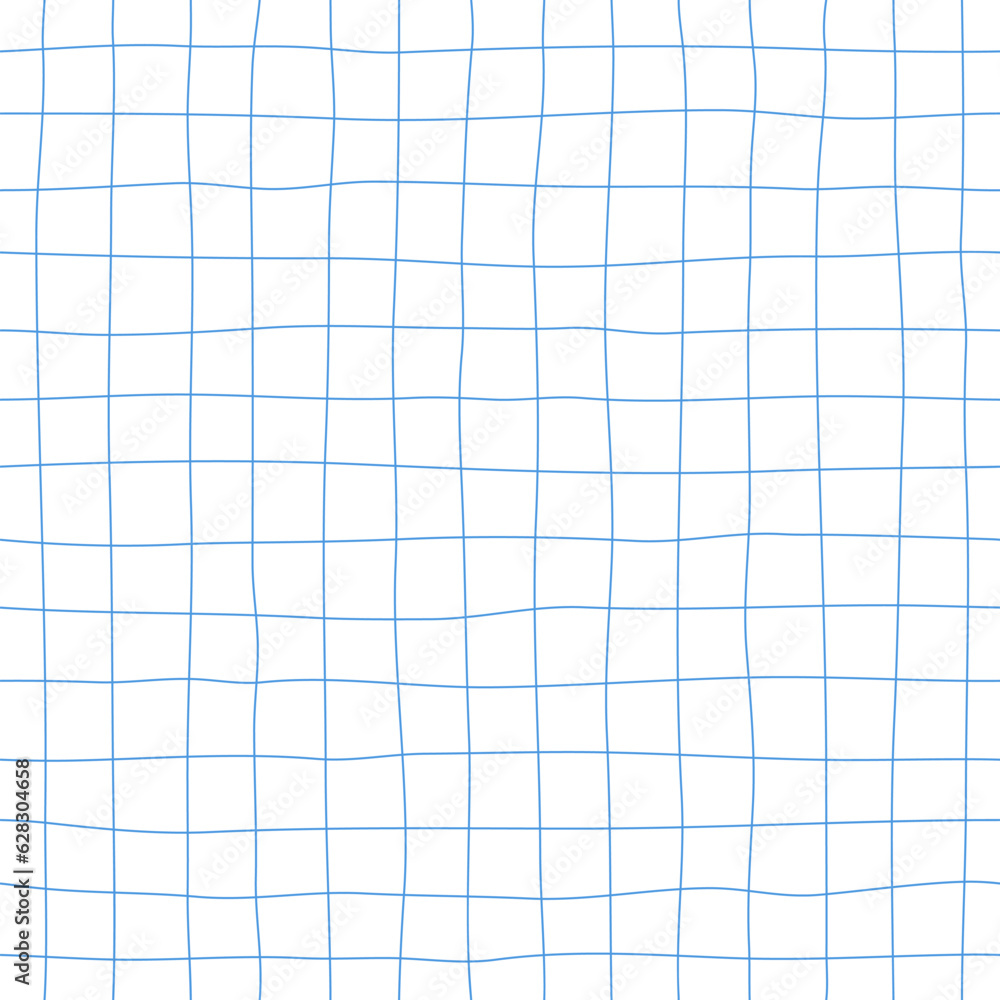 Poster Vector Background with Abstract School Texture. Groovy Wavy Seamless Pattern of Checkered Notebook Paper