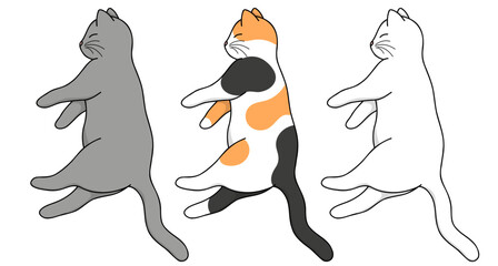 Cute cartoon colorful sleeping cats. Vector cat set isolated on white background