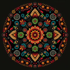 mexican embroidery pattern pixel art mandala