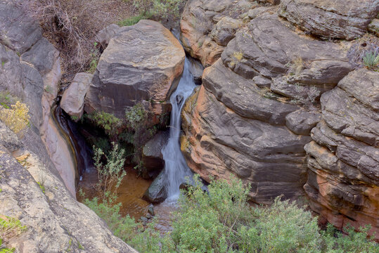 The first of several waterfalls along Garden Creek in Grand Canyon Arizona. This area can be accessed via Bright Angel Trail.
