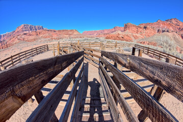 The cattle corral of Lonely Dell Ranch at Glen Canyon Recreation Area Arizona. The ranch is managed by the National Park Service. No property release needed.