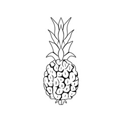 	
Pineapple fruit in black sketch icon. Summer fruits for healthy lifestyle. Vector illustration cartoon flat icon isolated on white. Editable graphic resources for many purposes.