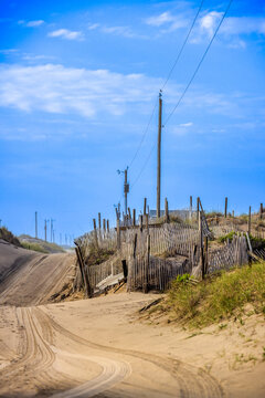 Dunes and sand road, Corolla, Outer Banks, North Carolina
