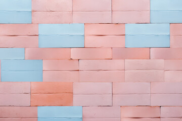 Colourful wall and bricks in pastel colour, minimalist style