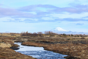 Stream and Mountains in Iceland