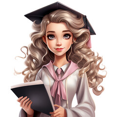 Cute Girl Graduating Illustration