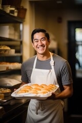 A man pastry, looking is happy and professional. Generative AI