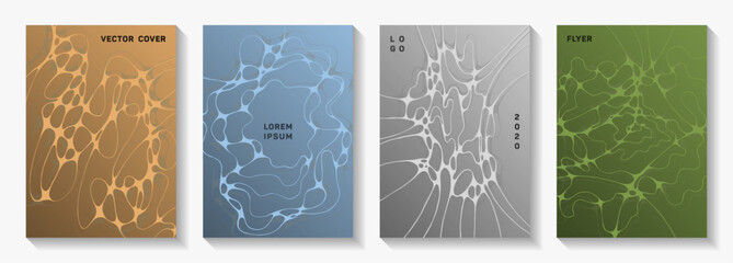 Minimalist cover vector layouts. Night party posters collection fluid curves graphic design.