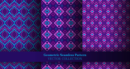 Mesmeric geometric argyle seamless pattern bundle. Arabian tracery ethnic patterns. Argyle zigzag geometric vector repeat background set. Cover background prints.