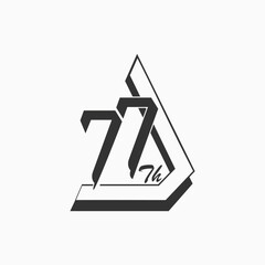Number 77 logo for birthday or anniversary.