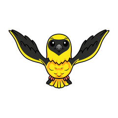 Cute weaver bird cartoon flying