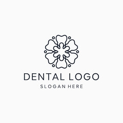 beauty dental and flower vector logo design