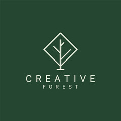 Creative tree icon logo design vector illustration