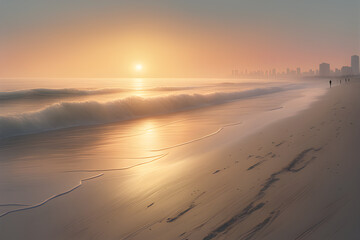 Fototapeta na wymiar sunrise over the sea, generative ai