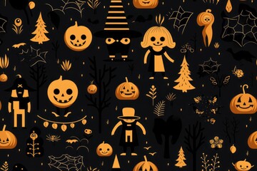 Pattern with pumpkins. Halloween concept. Background with selective focus and copy space