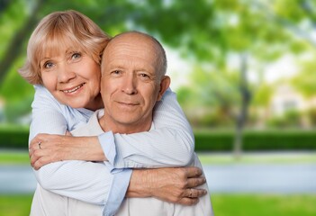 Fototapeta premium Happy active old couple walking outdoors.