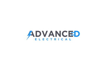 Advanced text letter electrical lightning logo design electricity business industry power plug icon symbol