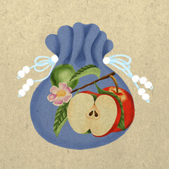 apples and fortune bag with background