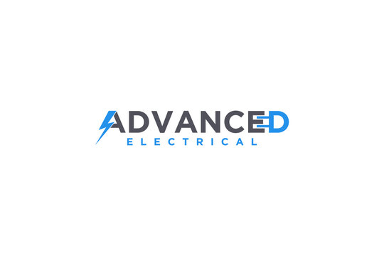 Advanced text letter electrical lightning logo design electricity business industry power plug icon symbol