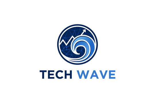 Water wave element logo design business financial technology trafic bar icon symbol