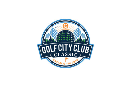 Golf city club logo design badge emblem icon symbol