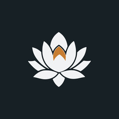 simple white lotus flower plant relax nature logo vector illustration template design