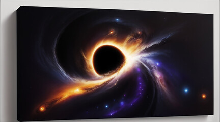 captivating artwork showcasing the breathtaking beauty of a galaxy entwined with the enigmatic allure of a black hole
