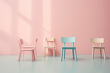 Simple furniture and decoration setup in front of a wall