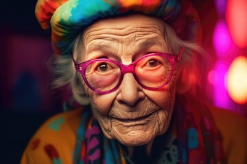 Funny old lady portrait. Generative AI