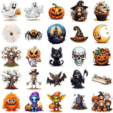 Halloween clipart, 25 cartoon clipart pieces