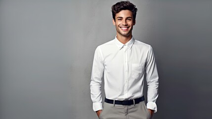 Obraz premium A man in a white shirt and grey pants