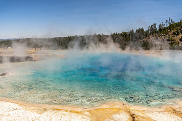 Excelsior Geyser Crater next to the Grand Prismatic Spring, Yellowstone National Park