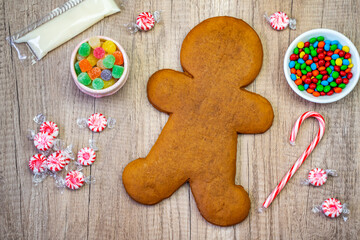 The gingerbread man ready to decorate. Christmas time.