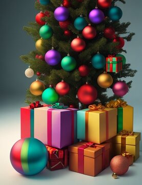 Christmas tree with gifts, image created by Generative artificial intelligence