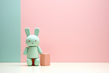Colourful wooden toys on a clean background - obrazy, fototapety, plakaty