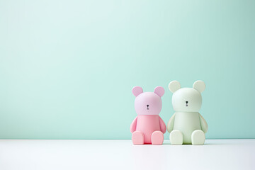 Colourful wooden toys on a clean background