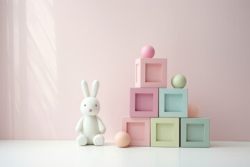 Colourful toys on a clean background