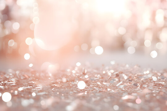 abstract bokeh background glitter vintage lights background. gold silver and white. de-focused, AI generate