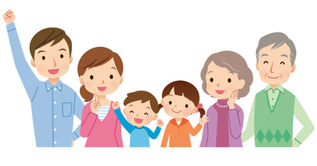 三世代家族　家族　集合　横並び