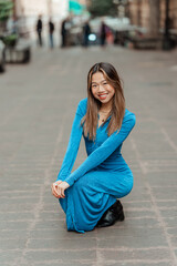 beautiful asian girl traveling alone