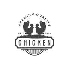 Fototapeta premium Chicken Logo, For Roast Chicken Restaurant, Farm Vector, Simple Minimalist Design For Restaurant Food Business